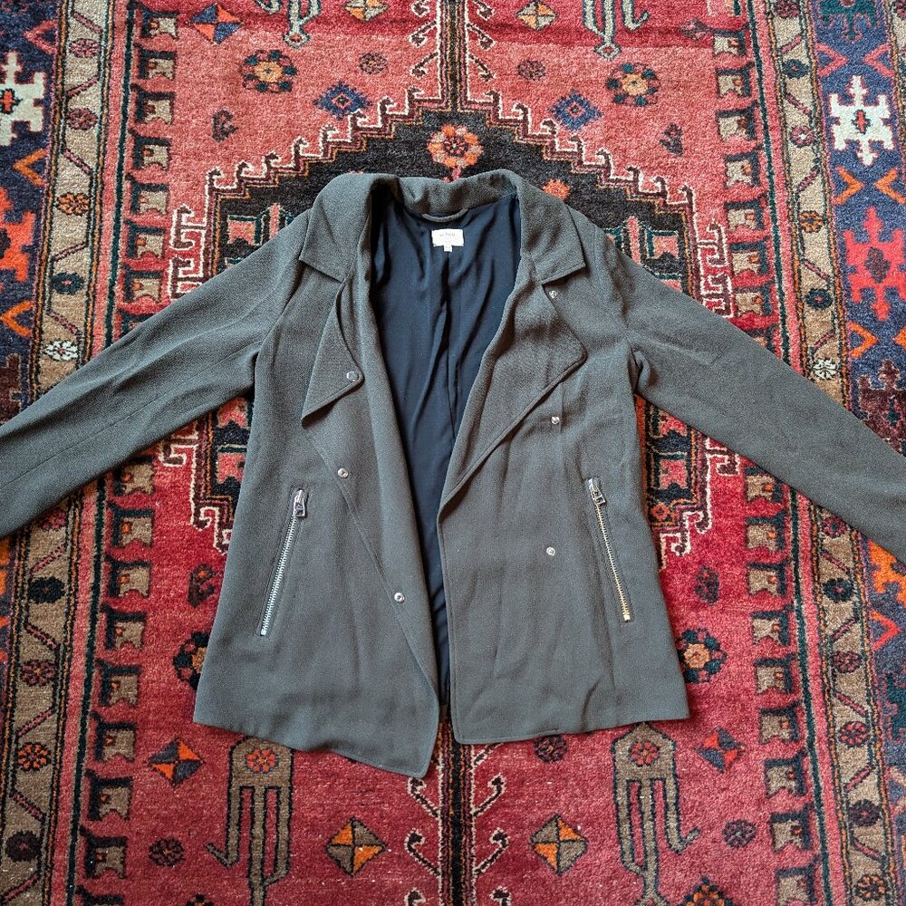 Wilfred Aritzia Mayet Blazer Moto Jacket Olive Drab size Small